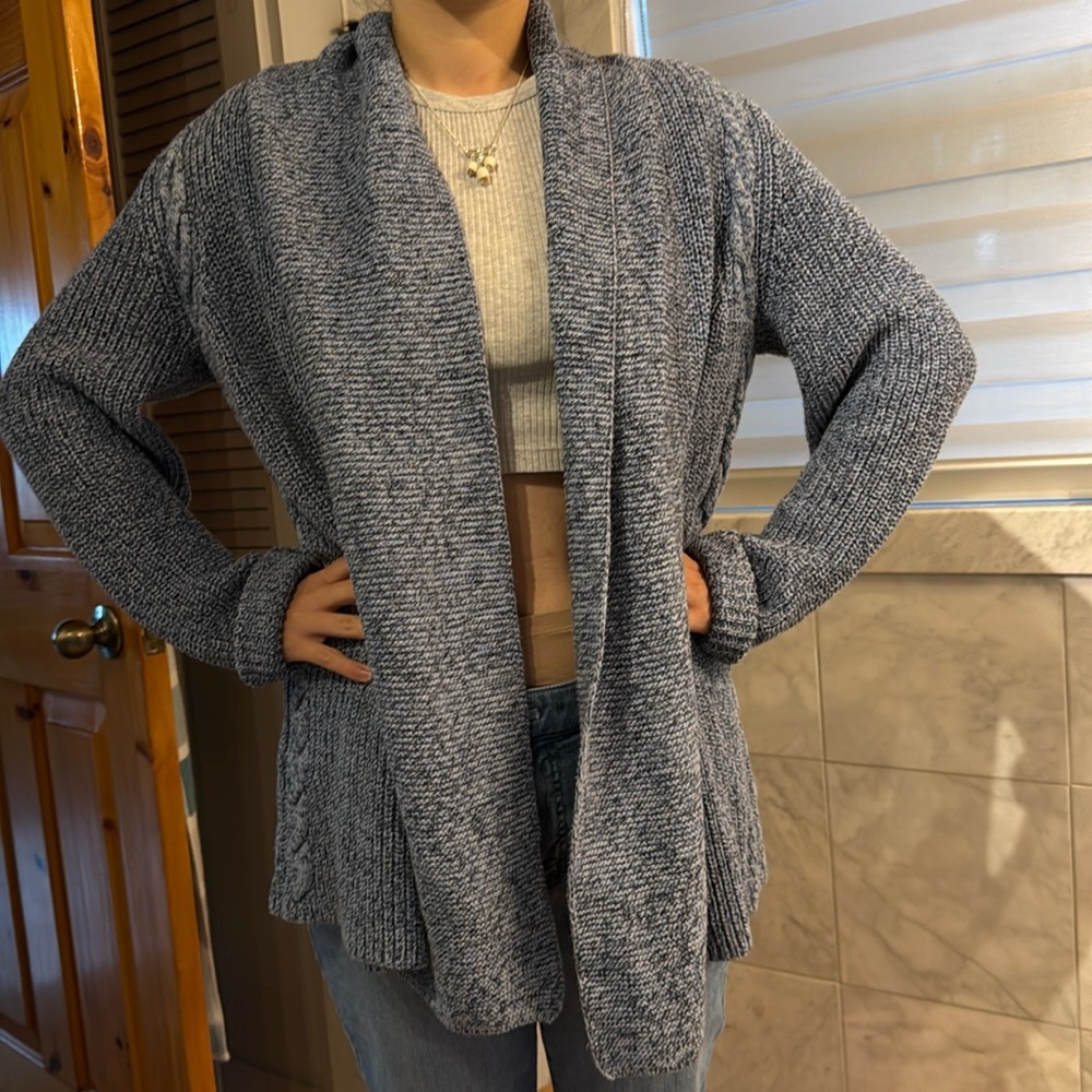 Talbots Heathered Blue Cardigan